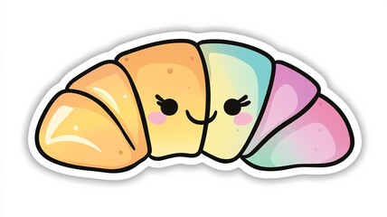 Kawaii Croissant Bliss Sticker. A Breakfast Buddy With a Big Smile