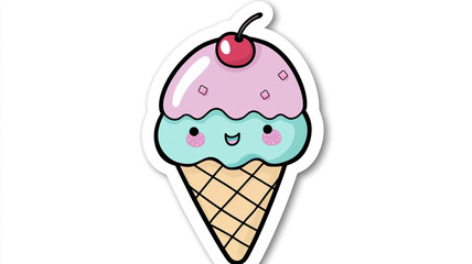 Rainbow Cream Fantasy Ice Cone Sticker. The Cone That Colorfully Melts Hearts