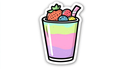 Kawaii Smoothie Magic Sticker. Fruity, Fun, and Fantastically Fresh