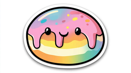 Kawaii Rainbow Donut Perfect for sticker art, digital design or dessert branding