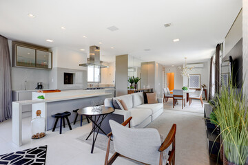 Modern Residential Living Spaces & Outdoor Pool with Scenic City and Ocean Views
