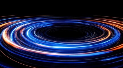 Fototapeta premium Concentric Rings of Light in Blue and Orange on a Dark Background