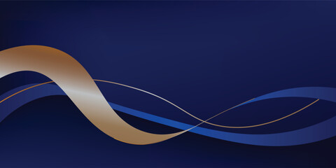 Elegant blue shade background and golden lines with light effect. Modern luxury style