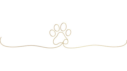 Golden Paw Print Outline Vector Illustration for Pet Care and Animal Welfare Designs