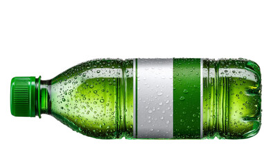 Nigeria flag decorates a water bottle, shot in studio. Concept: national pride. For web, marketing, editorial.