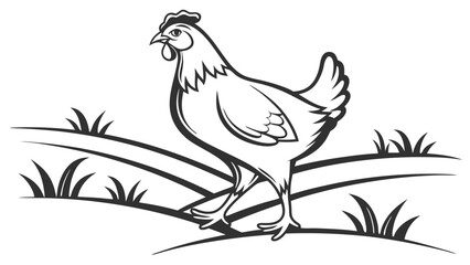 Obraz premium Stylized Illustration of a Chicken in a Field.