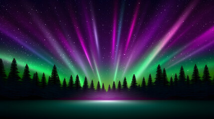 Geometric Aurora over Landscape