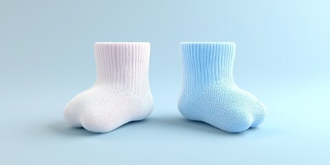 3D render of matching baby socks for boy and girl