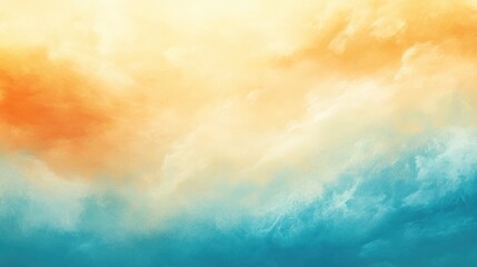Dreamy sunset sky with vibrant orange, yellow, and blue clouds.
