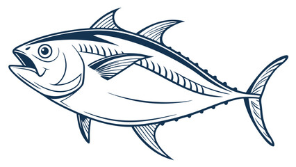 Fototapeta premium Stylized Tuna Fish Illustration with Detailed Fin and Scale Markings.