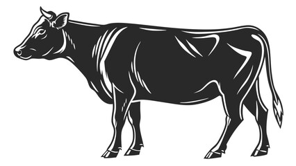 Obraz premium Vintage Style Black and White Cow Illustration.
