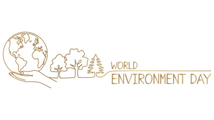 Obraz premium World Environment Day Golden Line Art on Transparent Backdrop for Eco Awareness