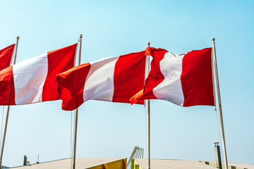 Waving Peruvian flags - Lima, Peru