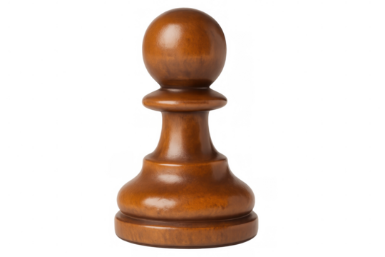 Chess wooden pawn standing on transparent surface, representing strategic decision-making and competitive leadership potential