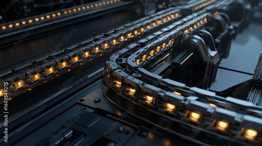 Poster 3d render of mechanical chain loop