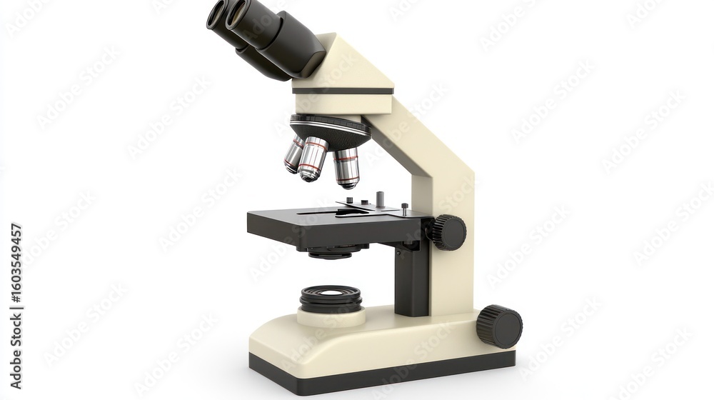 Poster 3d render of microscope with slide