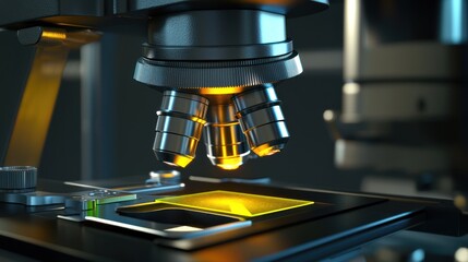 3D render of microscope with slide