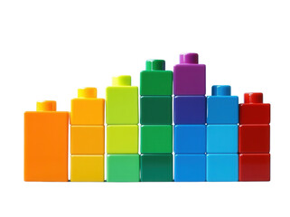 Obraz premium Colorful building blocks forming a bar graph represent growth, learning, and playful construction