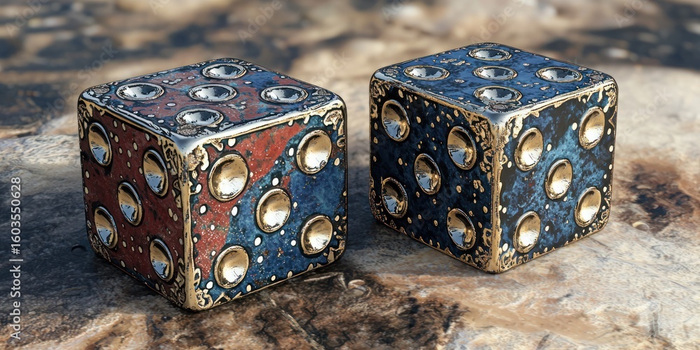 Aufkleber 3d render of pair of matching dice sets