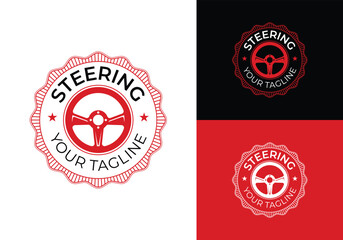 This is a car steering logo with a vintage badge style. This logo is suitable for car racers, car repair shops, car racing and similar.