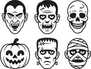 Obraz premium Spooky Zombie Vampire Icons