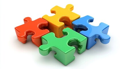 Obraz premium 3D render of puzzle pieces interlocked