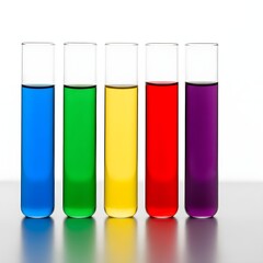 Colorful Chemical Solutions in Test Tubes