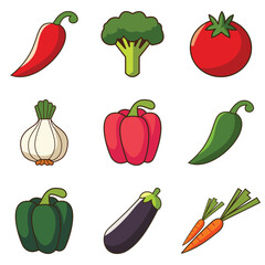 Vector Illustration of Vegetables Set