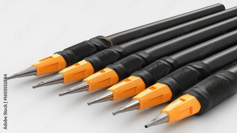 Poster 3d render of screwdriver set neatly arranged