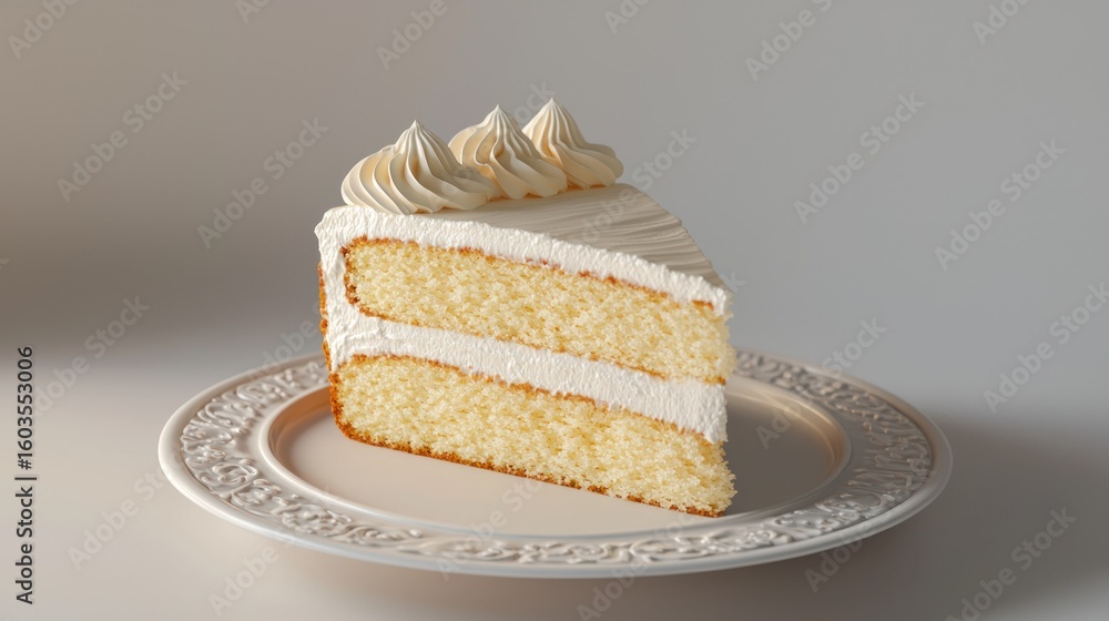 Poster 3d render of slice of cake with frosting