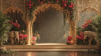 Traditional Indian Jaipur-Style Decorative Arch of Palace.

