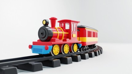 3D render of toy train with track