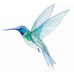 Obraz premium Abstract Hummingbird in Flight Vibrant Blue and