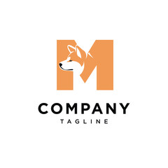 Letter M Akita Dog Logo Icon vector