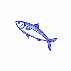 Fototapeta premium Stylized Blue Fish Illustration Aquatic Life