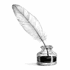 Quill Pen in Inkwell - Vintage Writing