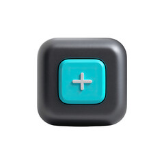 Obraz premium Close-up of a Teal Plus Button on a Black Square