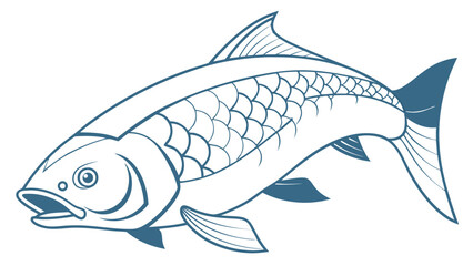Stylized Illustration of a Swimming Fish with Detailed Scales.