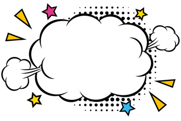 ポップなアメコミデザインの雲型ふきだし