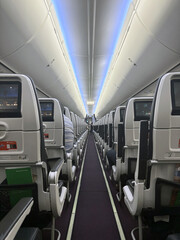 Dentro de un avión vista de un pasajero