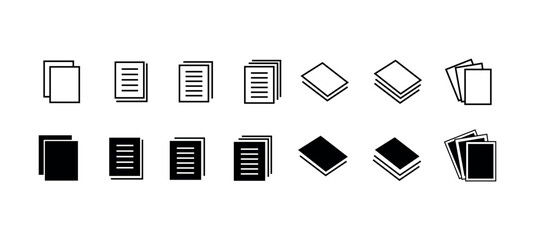 document icon set. paper icon set. book page symbol set for web, app, ui png and vector illustration on transparent background