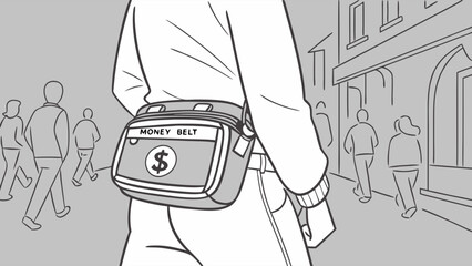 Person Wearing a Money Belt While Walking in City Street.