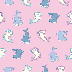 Vector Hammerhead shark Pattern Illustration Seamless for Wallpaper Background Cover Packaging
