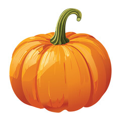 Classic Orange Whole Ripe Pumpkin Gourd - Vector Illustration