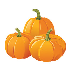 Assorted Orange Pumpkins Stacked Arrangement - Vector Illustration