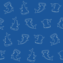 Outline Vector Hammerhead shark Pattern Illustration Seamless for Wallpaper Background Cover