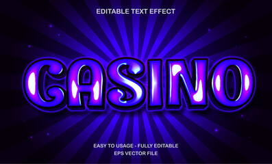 Purple neon editable casino text effect with shiny glow and light burst