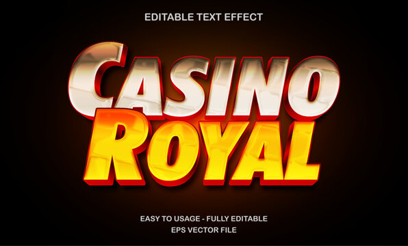 Golden yellow and red gradient editable casino royal text effect with 3d shine