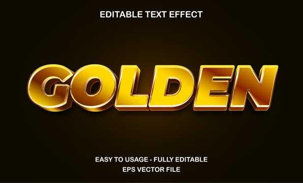 Golden text, editable text effect with shiny gold metallic style