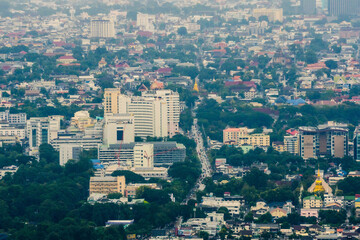 Aerial view of Chiang Mai cityscape, Thailand – urban skyline with buildings and greenery